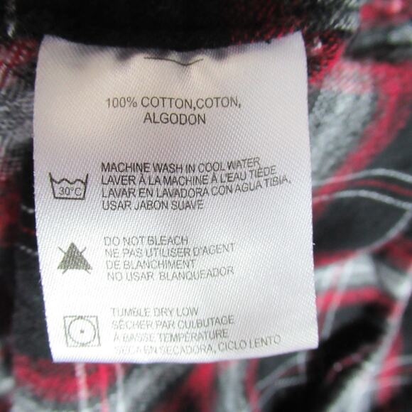 Boston Traders Shirt Mens Large Red Black Flannel Plaid Button 90s Y2K Cabincore - Picture 7 of 8